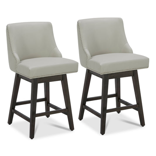Swivel Bar Stool with Nailhead Trim and Wooden Seat