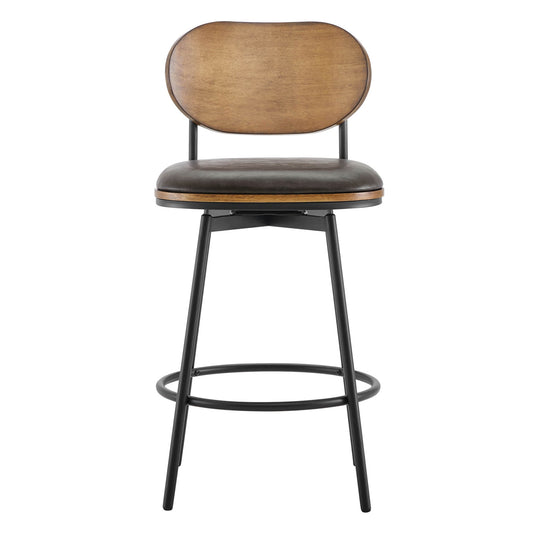 Swivel Bar Stools with Upholstered Seat and Back Rest