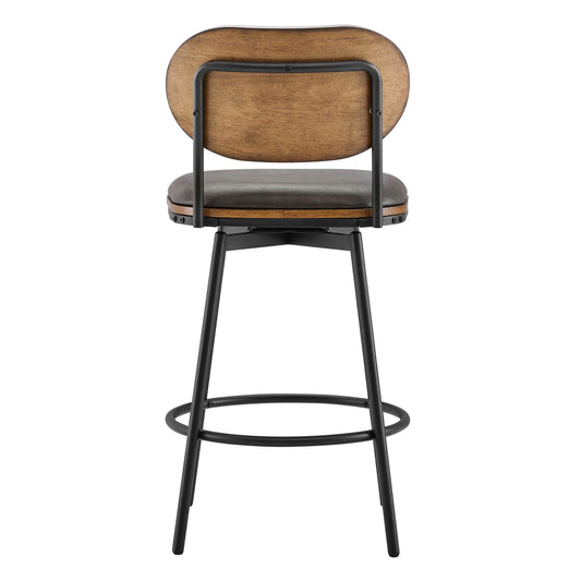 Swivel Bar Stools with Upholstered Seat and Back Rest