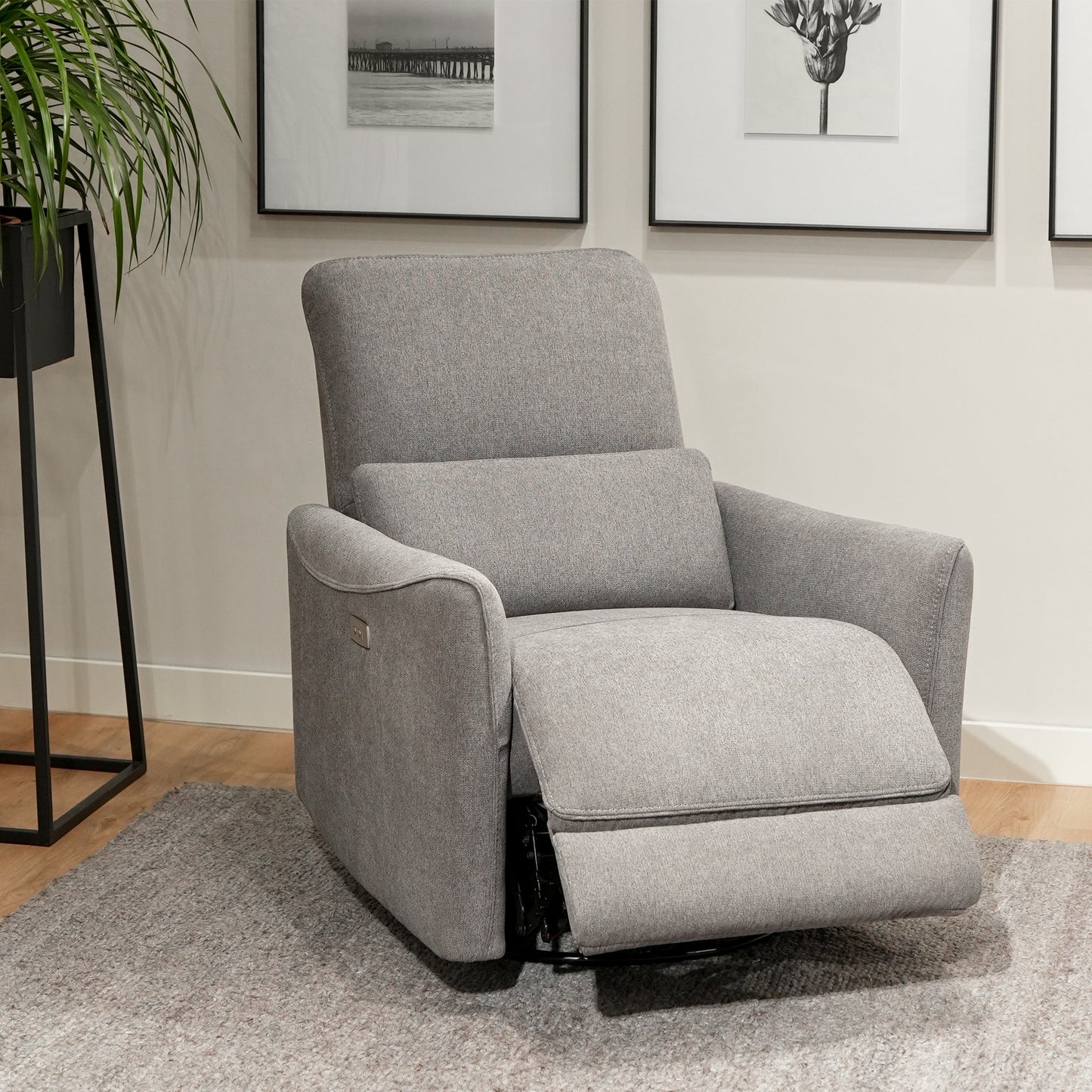 Modern Power Swivel Glider Recliner with Adjustable Headrest