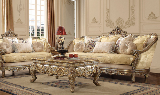3-Seater Fabric Sofa in Metallic Bright Gold Finish