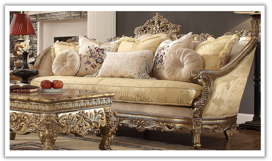 3-Seater Fabric Sofa in Metallic Bright Gold Finish