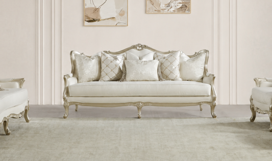 Classic 3-Seater Sofa in Champagne Gold Fabric