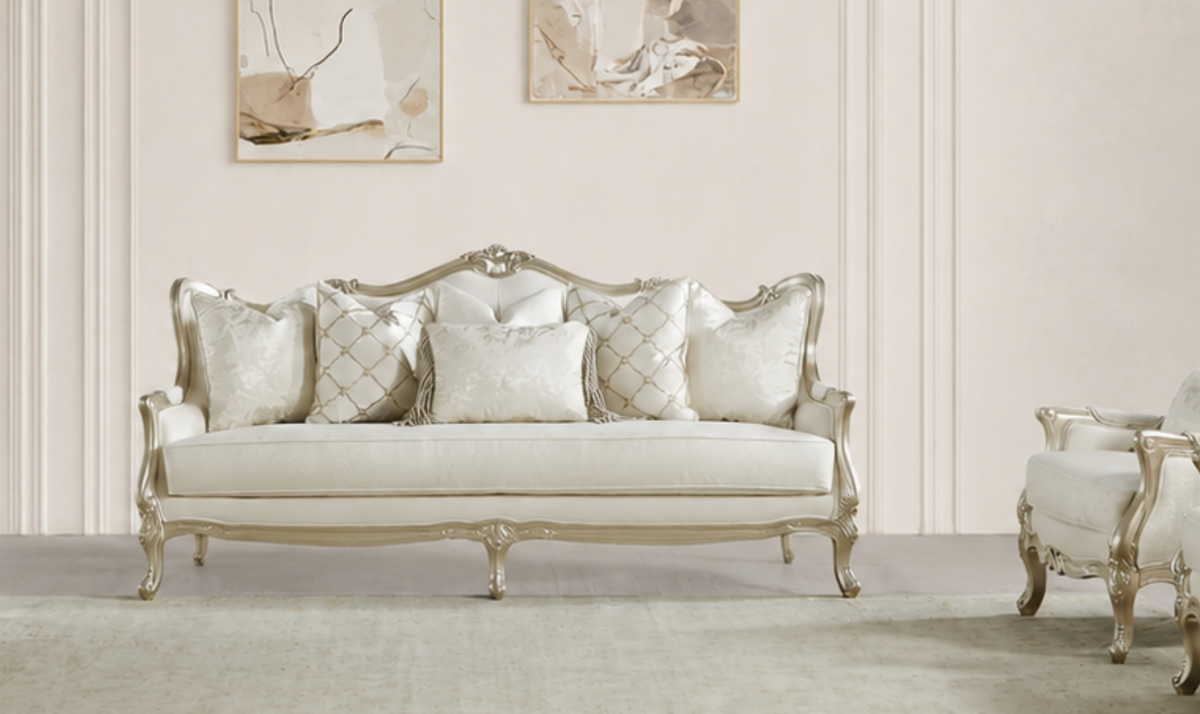 Classic 3-Seater Sofa in Champagne Gold Fabric