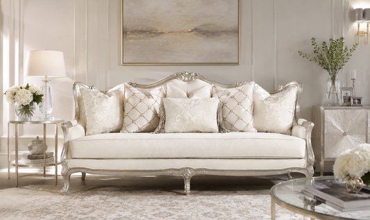 Classic 3-Seater Sofa in Champagne Gold Fabric