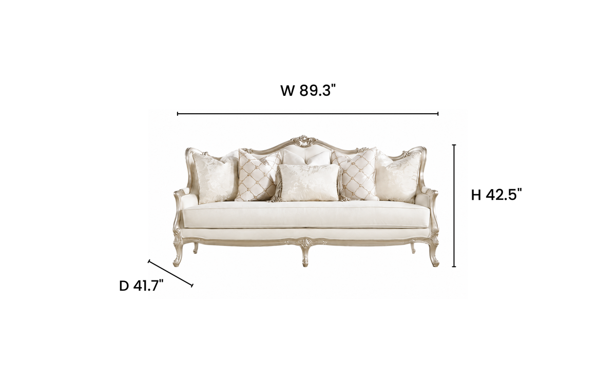 Classic 3-Seater Sofa in Champagne Gold Fabric