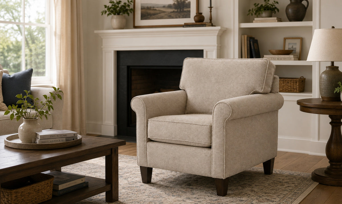 Belmont Sofa in Soft Fabric with Sleek Lines