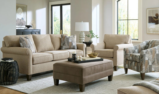 Belmont Sofa in Soft Fabric with Sleek Lines