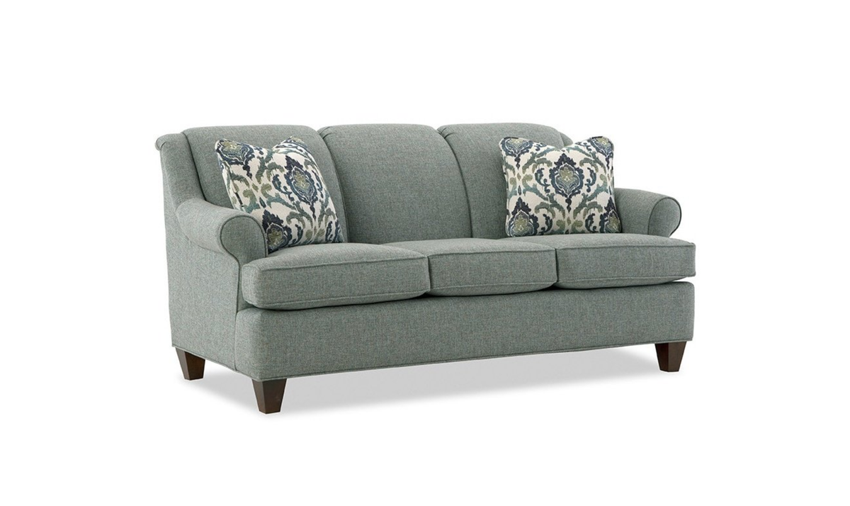 Delmont Sofa in Rich Fabric with Elegant Curved Arms