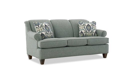 Delmont Sofa in Rich Fabric with Elegant Curved Arms