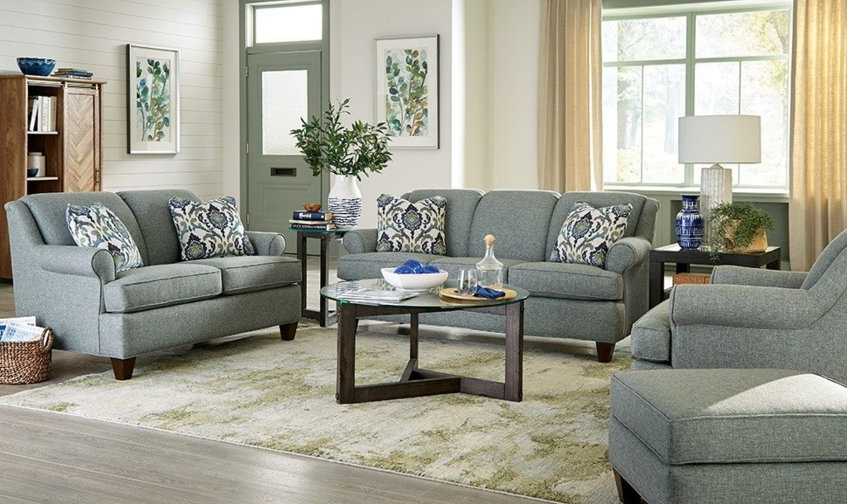 Delmont Sofa in Rich Fabric with Elegant Curved Arms