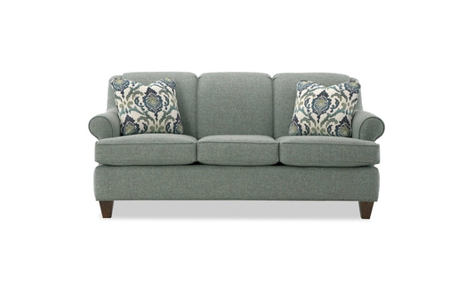 Delmont Sofa in Rich Fabric with Elegant Curved Arms