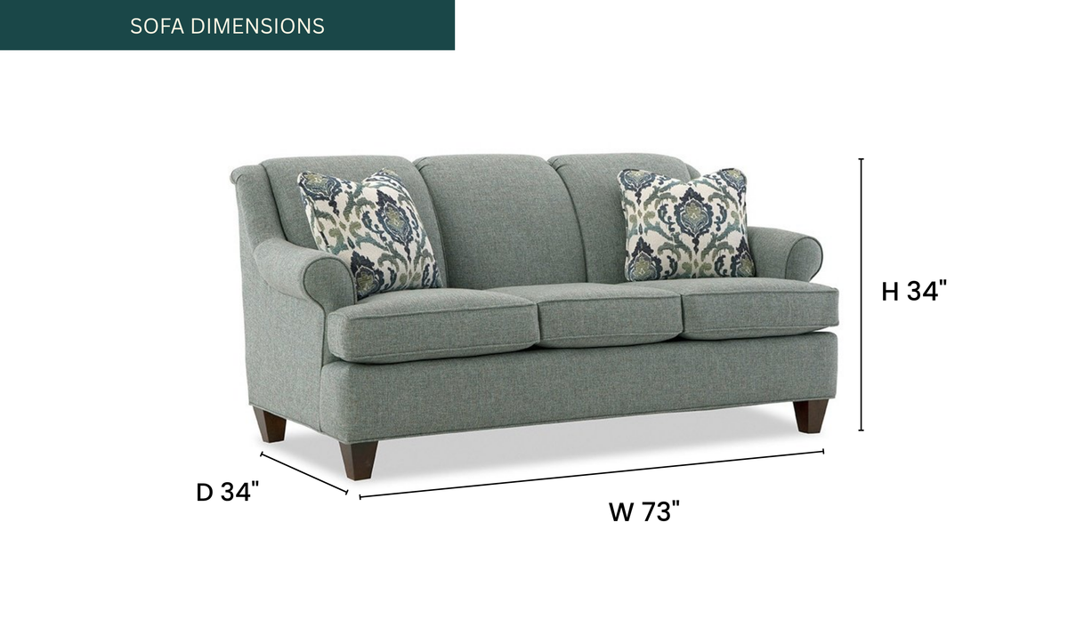 Delmont Sofa in Rich Fabric with Elegant Curved Arms