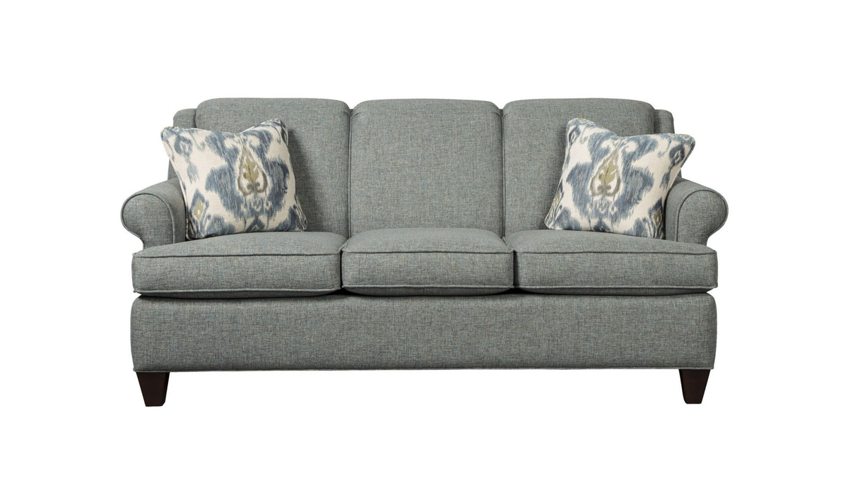 Delmont Sofa in Rich Fabric with Elegant Curved Arms