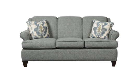 Delmont Sofa in Rich Fabric with Elegant Curved Arms