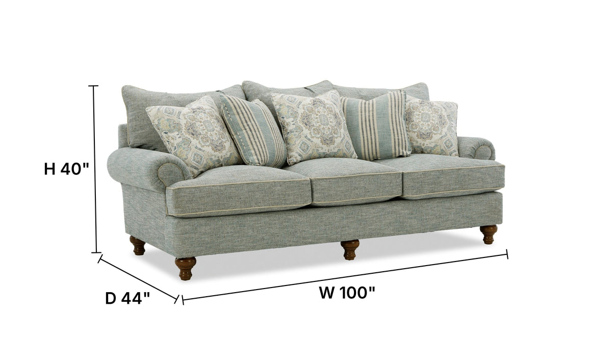 Fairview Sofa in Plush Fabric with Elegant Curved Arms