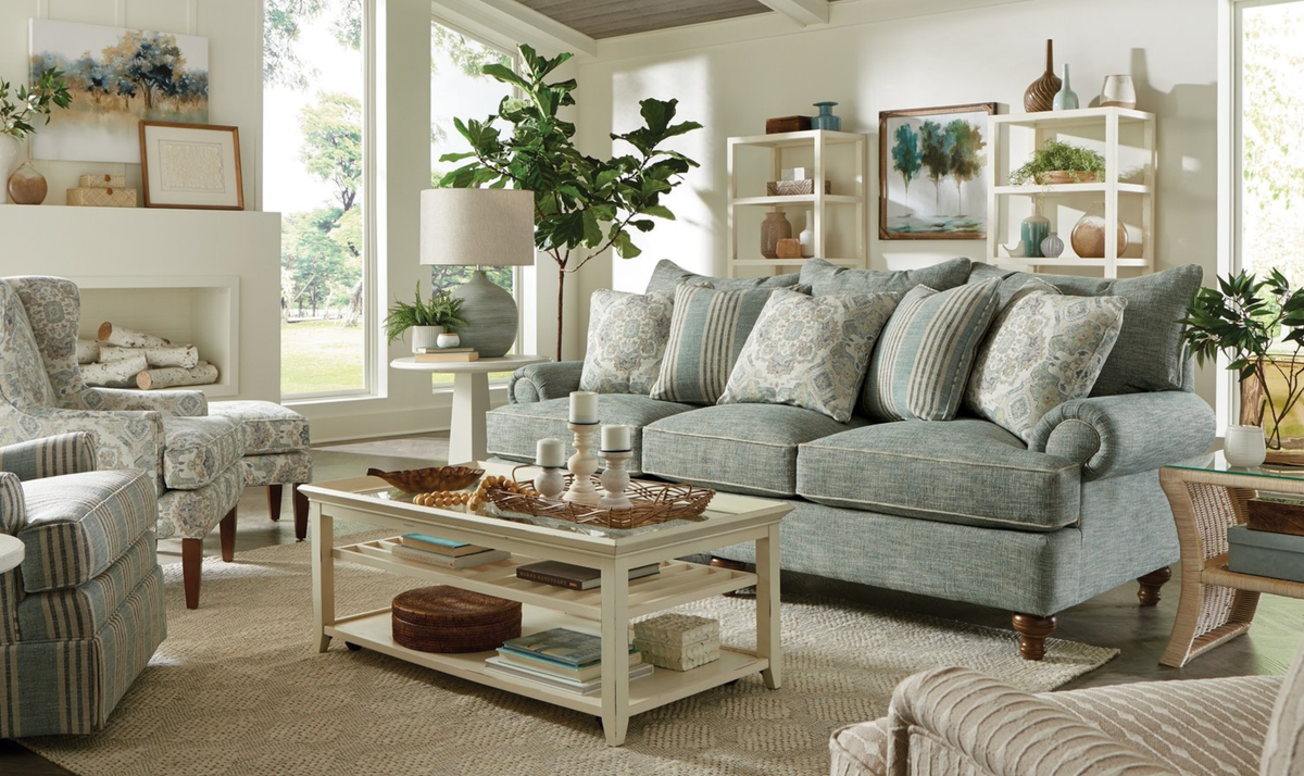 Fairview Sofa in Plush Fabric with Elegant Curved Arms