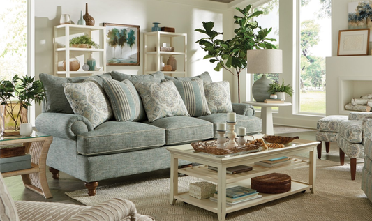 Fairview Sofa in Plush Fabric with Elegant Curved Arms