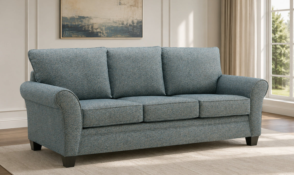 Norwood Sofa in Soft Fabric with Elegant Curved Arms