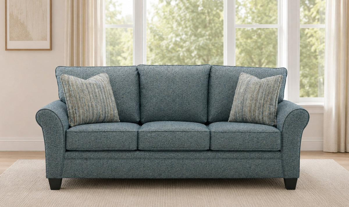 Norwood Sofa in Soft Fabric with Elegant Curved Arms