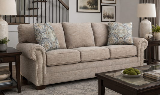 Artisan Sofa in Soft Fabric with Elegant Detailing