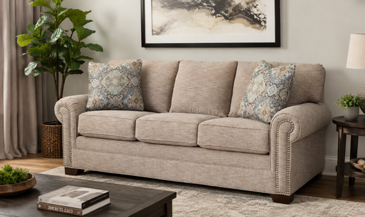 Artisan Sofa in Soft Fabric with Elegant Detailing