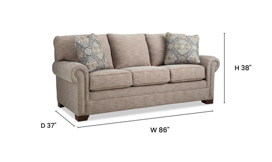 Artisan Sofa in Soft Fabric with Elegant Detailing