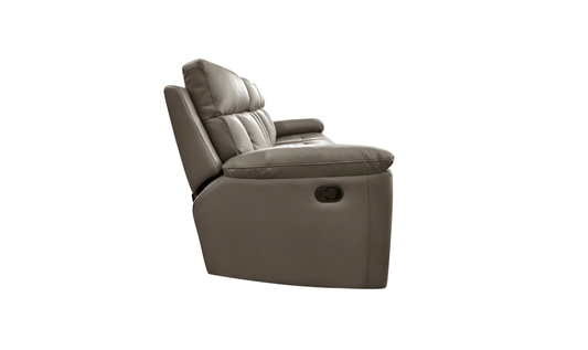 Reclining Leather Sofa with Manual Mechanism and Sleek Design