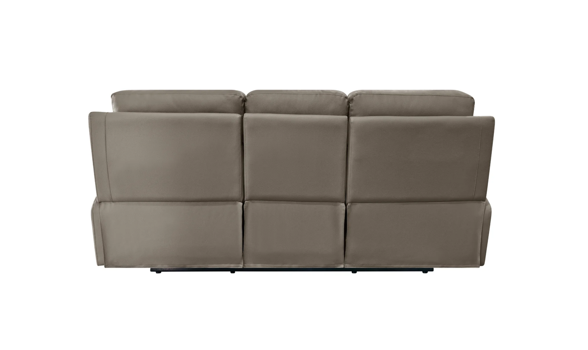 Reclining Leather Sofa with Manual Mechanism and Sleek Design