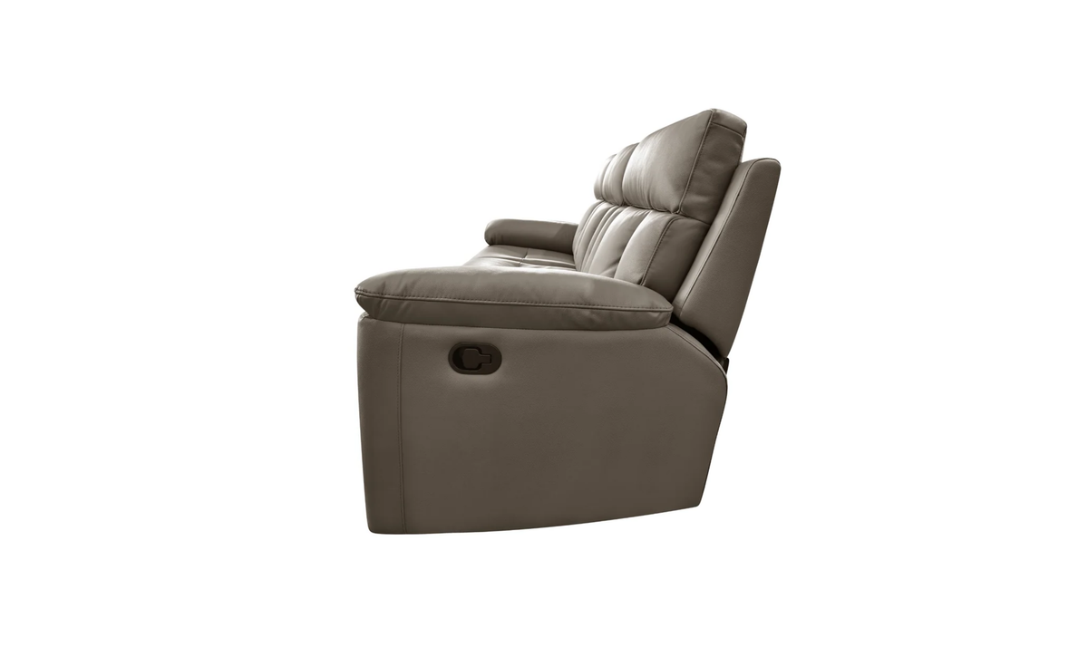 Reclining Leather Sofa with Manual Mechanism and Sleek Design