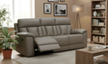 Reclining Leather Sofa with Manual Mechanism and Sleek Design