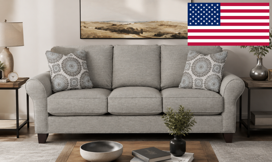 Templeton Sofa Set in Elegant Fabric with Curved Arms