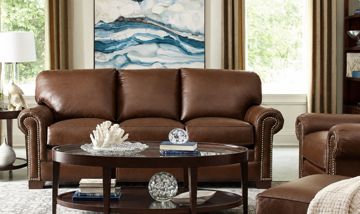 Wellington Sofa in Soft Fabric with Rolled Arms