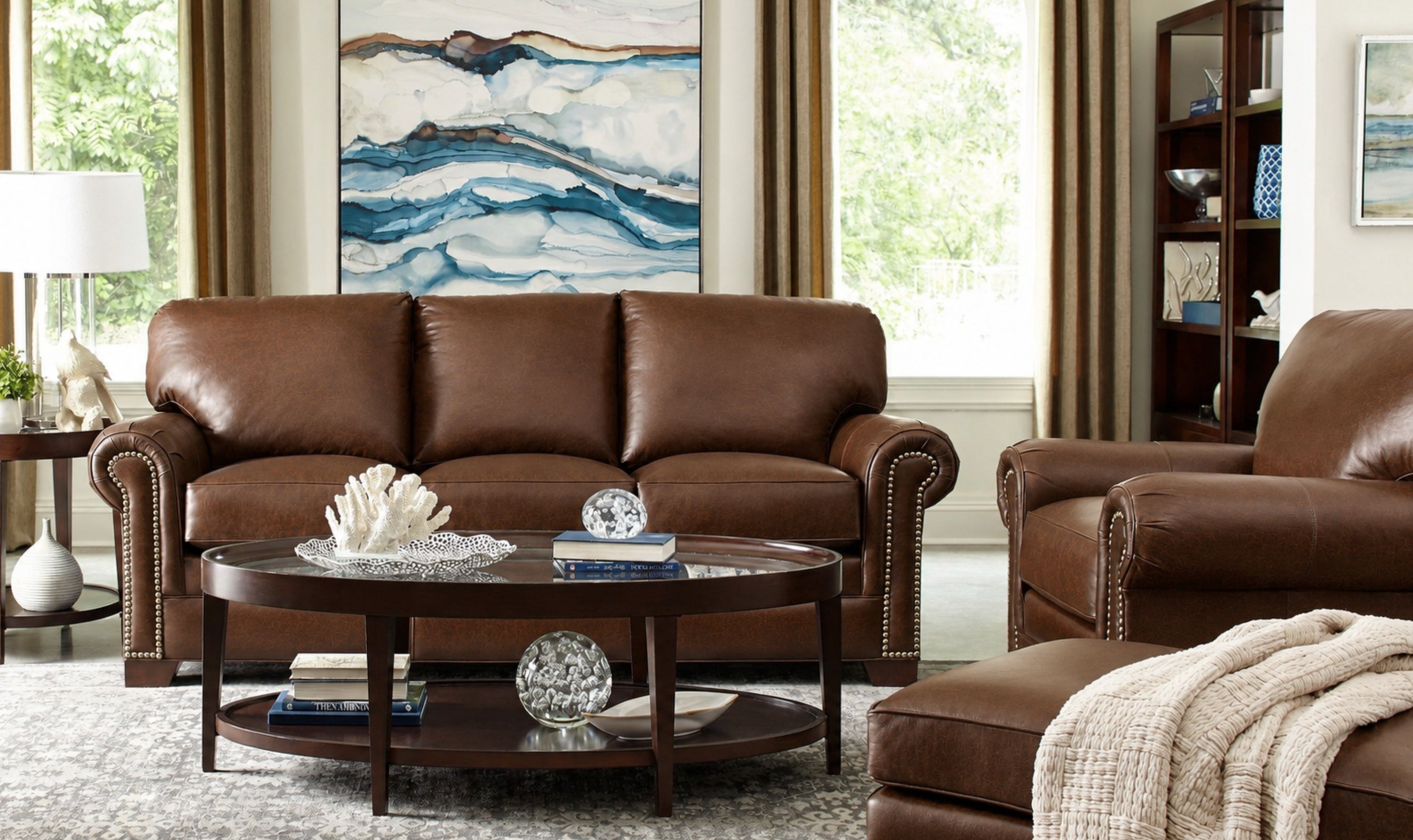 Wellington Sofa in Soft Fabric with Rolled Arms