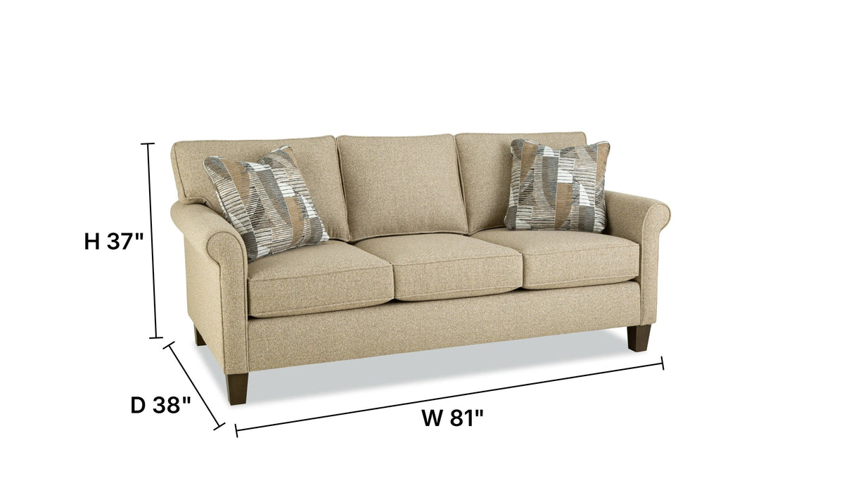 Belmont Sofa in Soft Fabric with Sleek Lines