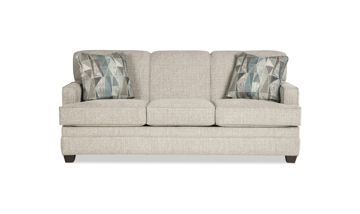Sofa in Fabric with Tufted Back and Wooden Legs