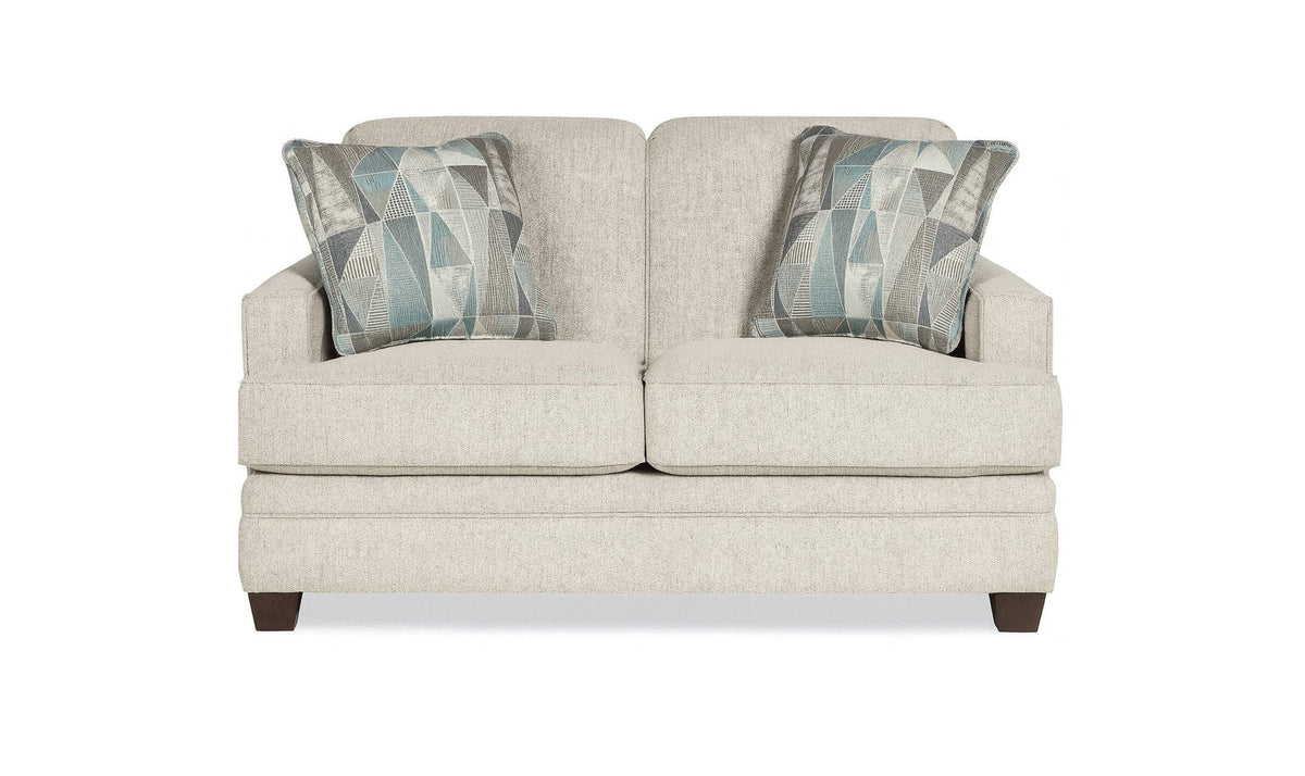 Sofa in Fabric with Tufted Back and Wooden Legs