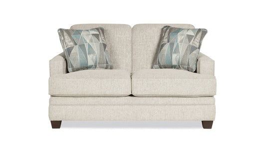Sofa in Fabric with Tufted Back and Wooden Legs