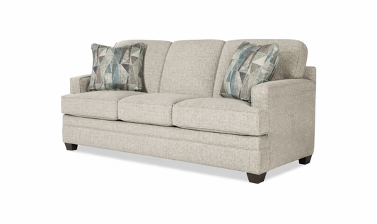Sofa in Fabric with Tufted Back and Wooden Legs