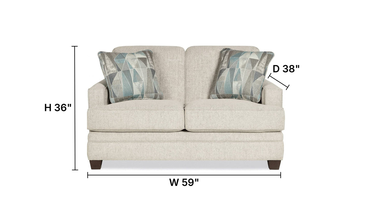 Sofa in Fabric with Tufted Back and Wooden Legs