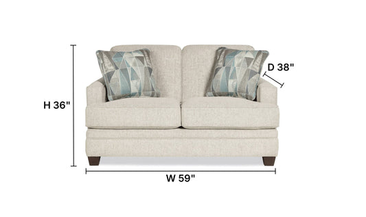 Sofa in Fabric with Tufted Back and Wooden Legs