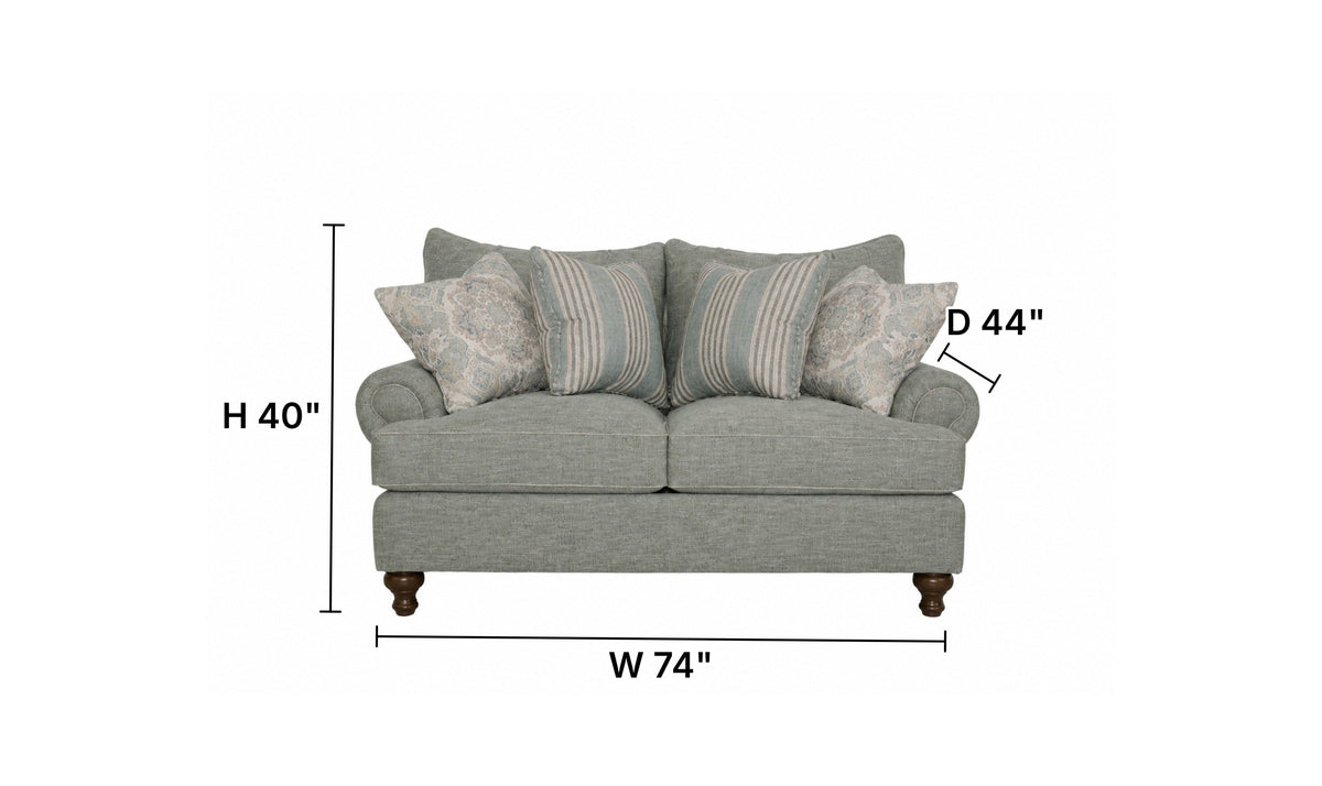 Fairview Sofa in Plush Fabric with Elegant Curved Arms