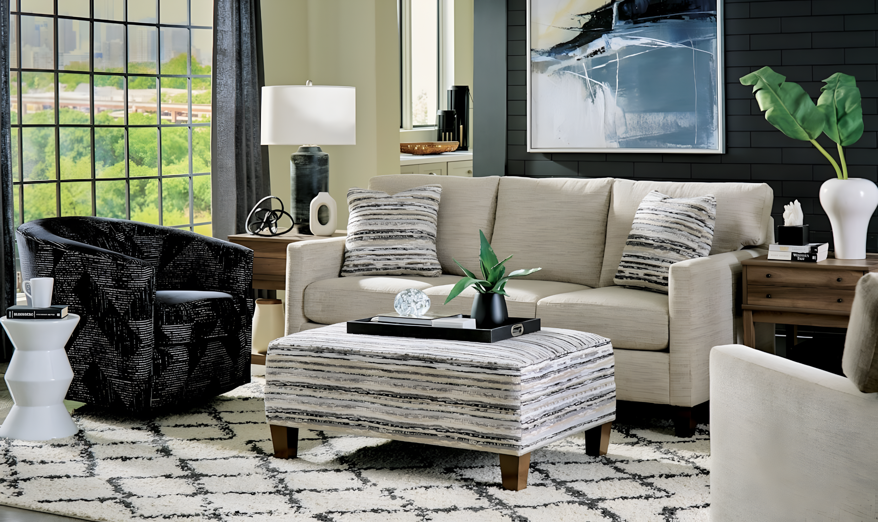 Sofa in Glenmont Fabric with Sleek Contemporary Design