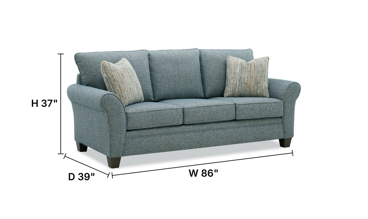 Norwood Sofa in Soft Fabric with Elegant Curved Arms
