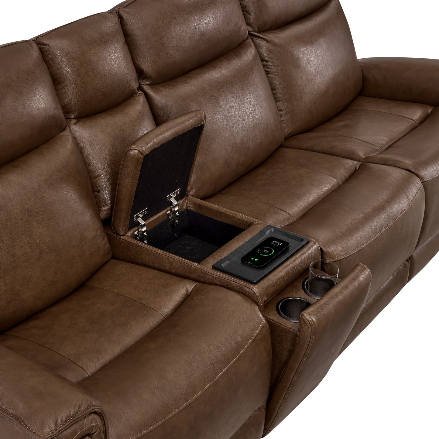Modern Top-Grain Leather Zero Gravity Reclining Sofa