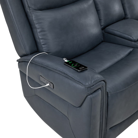 Modern Top-Grain Leather Zero Gravity Reclining Sofa