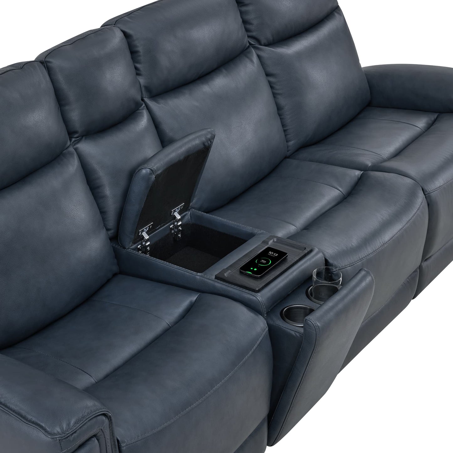 Modern Top-Grain Leather Zero Gravity Reclining Sofa