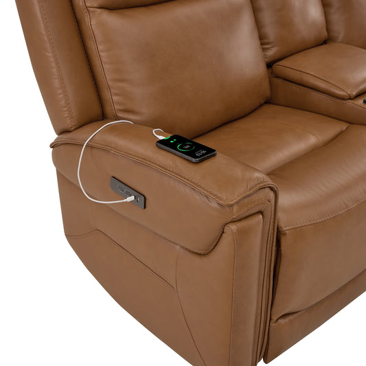 Modern Top-Grain Leather Zero Gravity Reclining Sofa