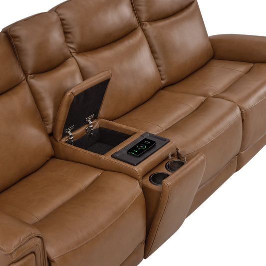 Modern Top-Grain Leather Zero Gravity Reclining Sofa