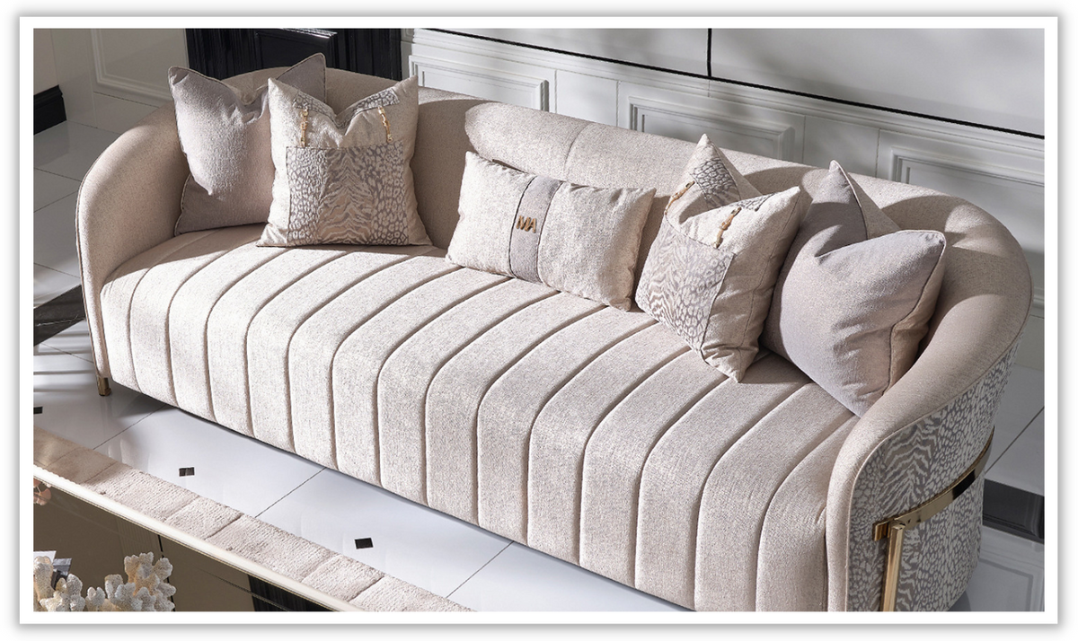 3 Seater Fabric Sofa with Pillow Arms in Lisbon Design